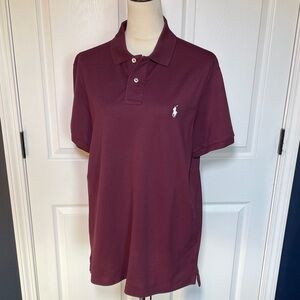 Polo Ralph Lauren Maroon Short Sleeve Slim Fit Polo White Logo Size Large
